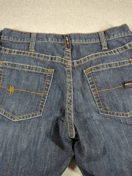 Ariat FR Jeans Mens 34x34 Blue M5 Straight Flame Resistant CAT 2 Workwear - Picture 4 of 11